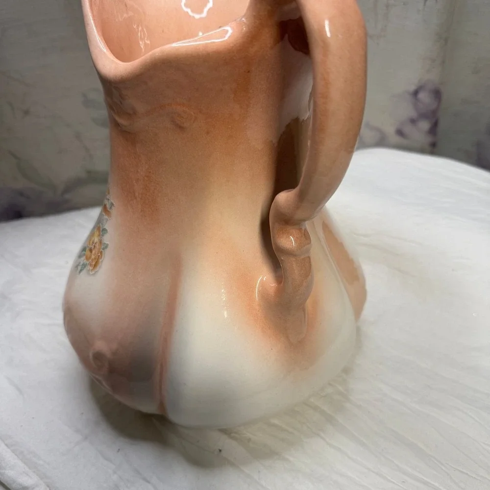 VINTAGE IRONSTONE WATER PITCHER Peach‎ vase